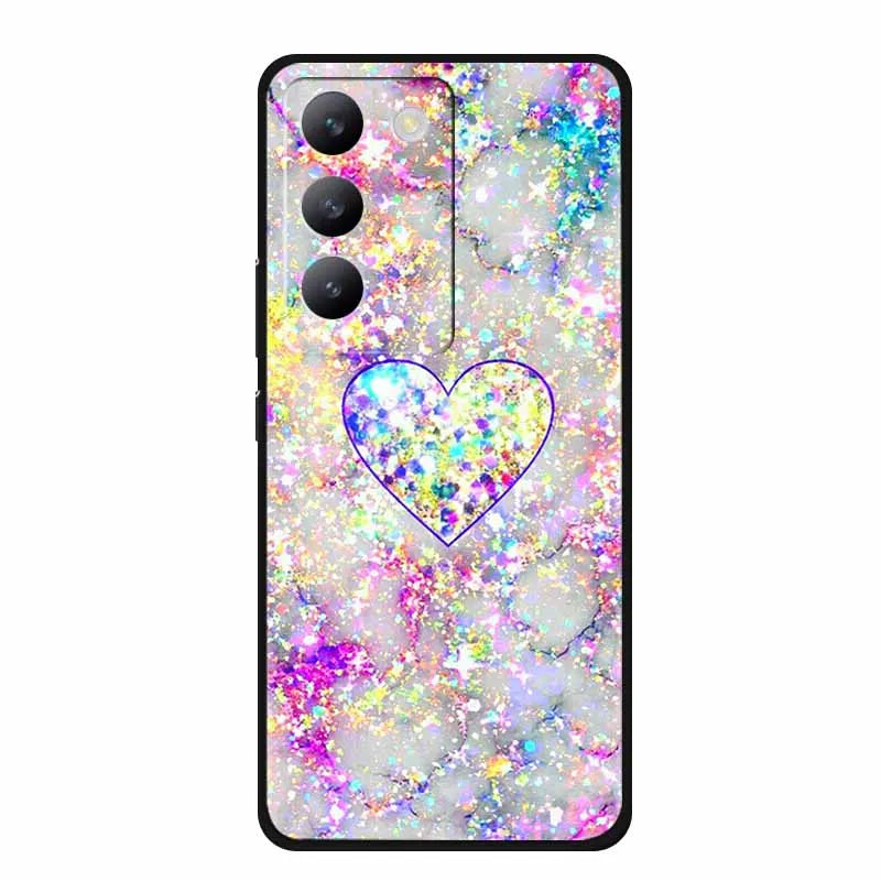 For vivo V40 SE Case Luxury TPU Soft Silicone Phone Back Cover for vivo V40 SE 5G Protective Shockproof Flowers Girl Cute Coque