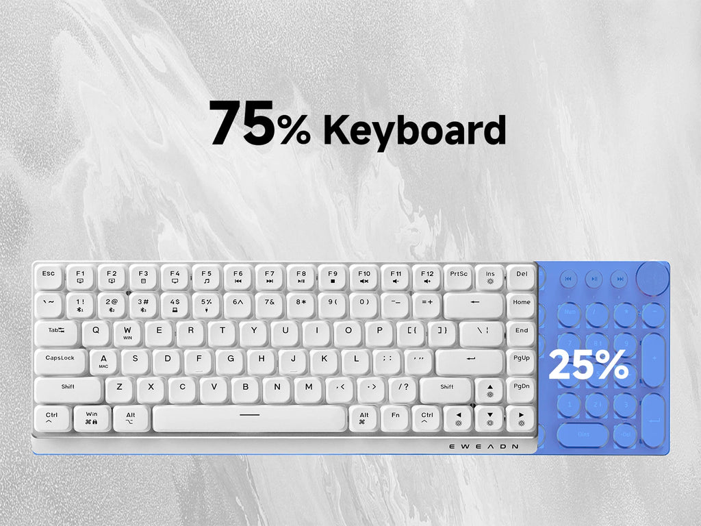 EWEADN MK84 Low-Profile Mechanical Gaming Keyboard, Wireless Bluetooth Tri-mode, Portable, Stylish Design for Gaming & Office