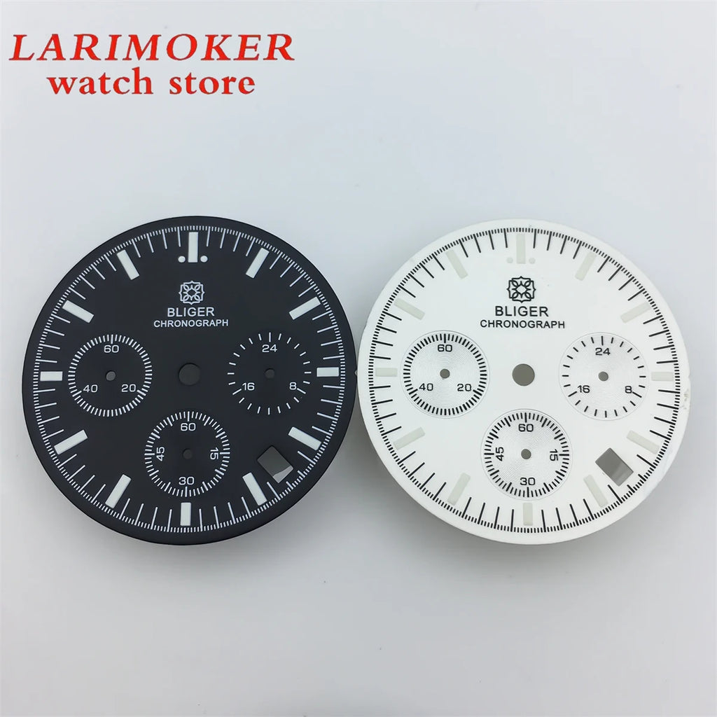 BLIGER 31.5mm 6-pin dial quartz movement Watch dial with VK63 Watch hands C3 green glow-in-the-dark with VK63 movement