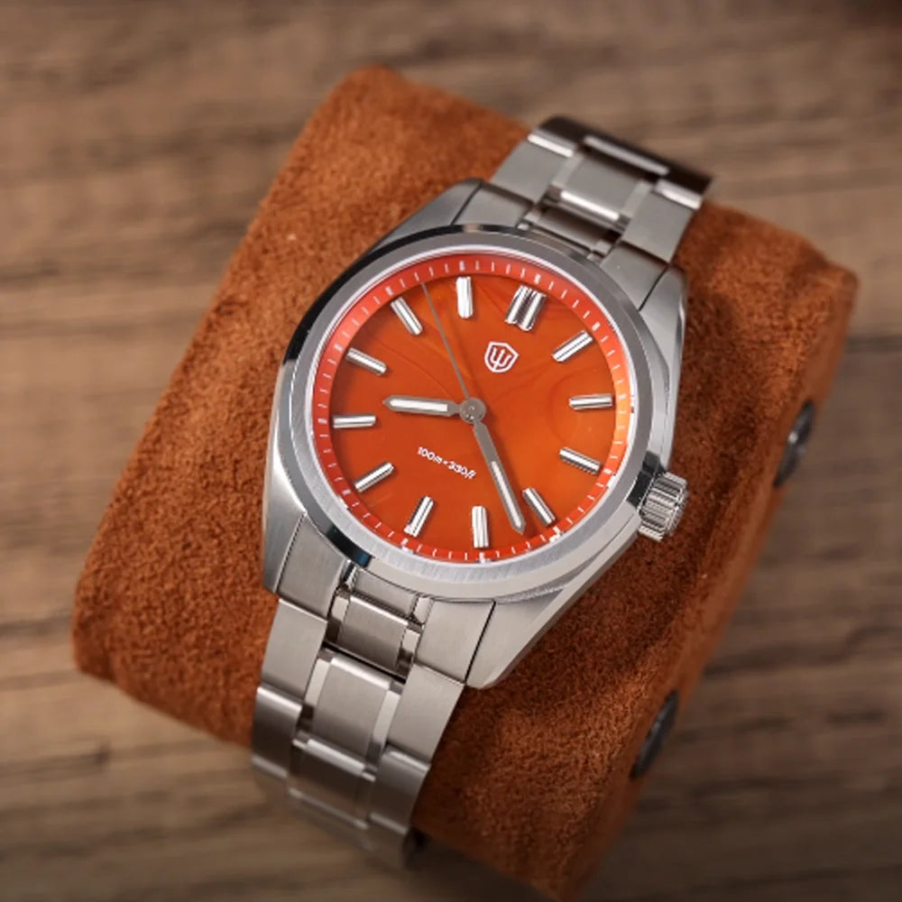 Watchdives New WD0003B ‌Aventurine Dial Watch VH31 Sweep Movement Sapphire Crystal Luminous 100m Waterproof 36mm Vintage Watche