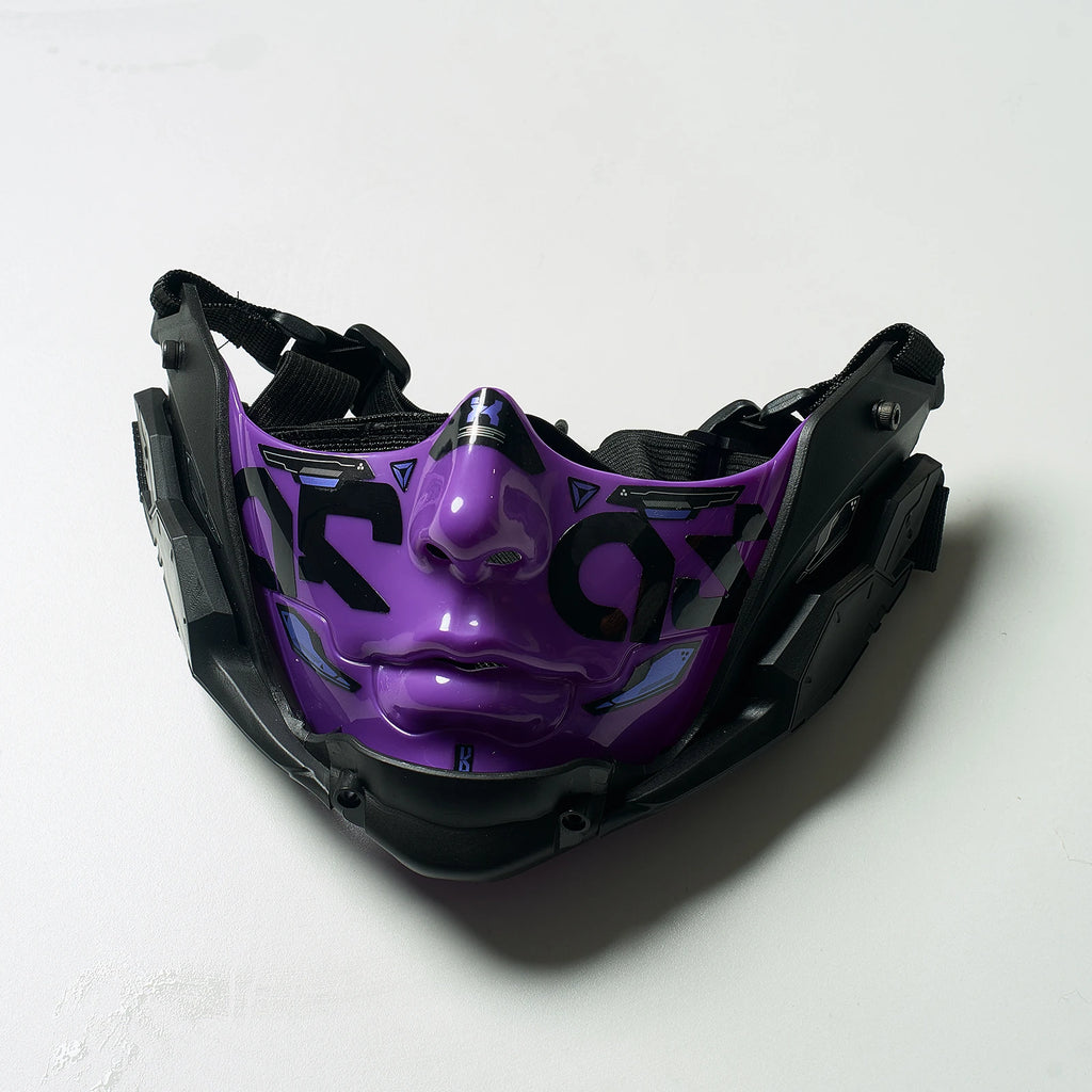 JAUPTO Cyberpunk Half Face Mask Mecha Style Halloween Cosplay Mask Adjustable Straps Breathable Comfort Tactical Streetwear
