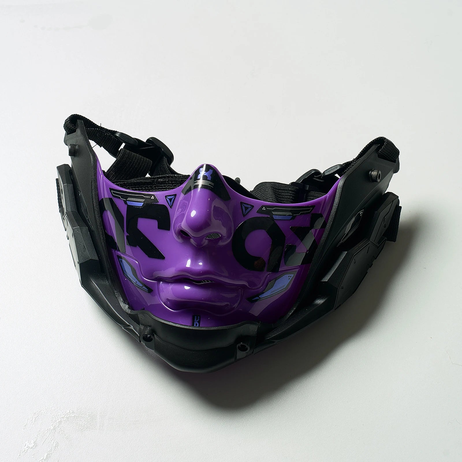 JAUPTO Cyberpunk Half Face Mask Mecha Style Halloween Cosplay Mask Adjustable Straps Breathable Comfort Tactical Streetwear
