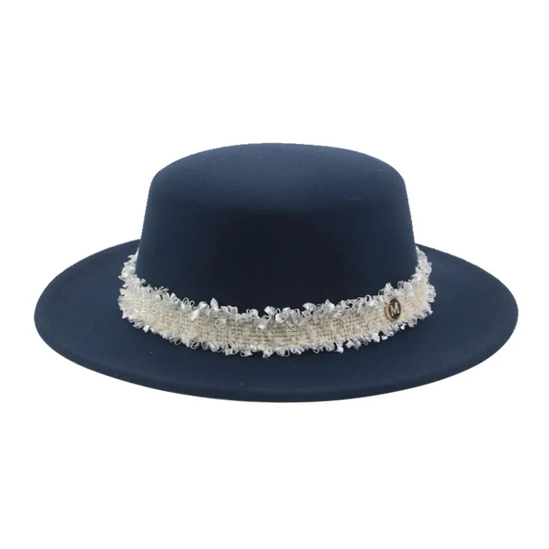 Hats for Women Fedoras Felted Hat Flat Dome Solid Band Luxury Elegant Fahsion Jazz Cap Women's Hat Women Hat Sombreros De Mujer