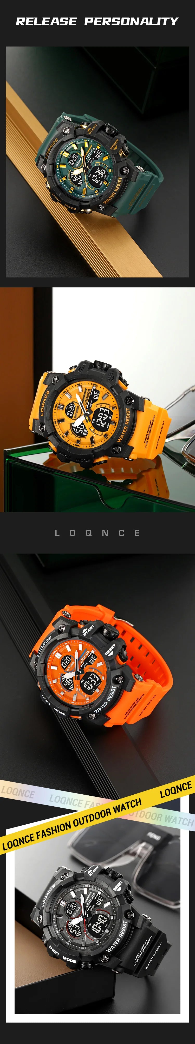 New LOQNCE 98007 Men's Watch For You 50M Waterproof Watches High Quality Movement Calendar Luminous Alarm Silicone Band With Box
