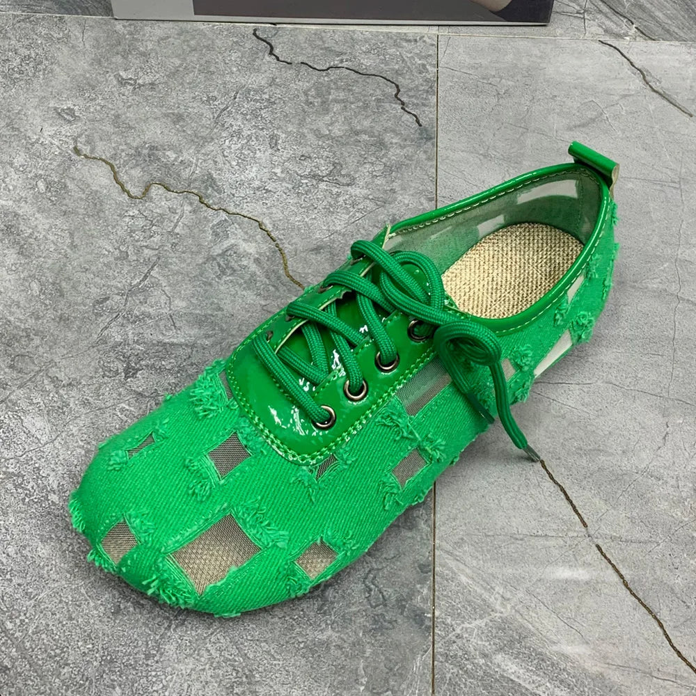 Summer Women Shoes Breathable Casual Flats Shoes Plus Size Lace Up Shoes Designers Shoes