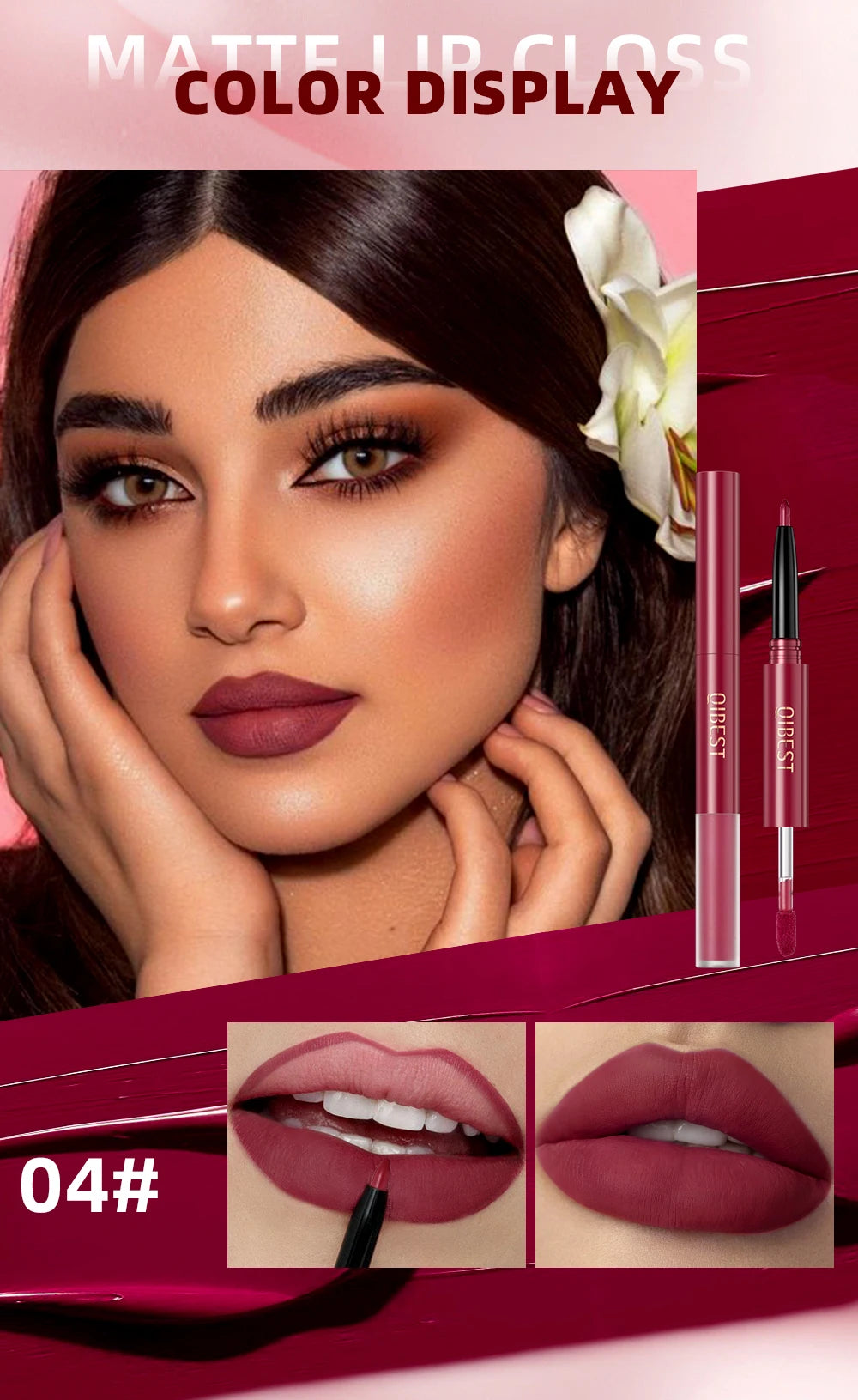 6 Colors Double-end Lip Gloss Waterproof Lipstick Pencil Long Lasting Sexy Red Lipgloss Beauty Matte Lip Liner Pen Lips Makeup