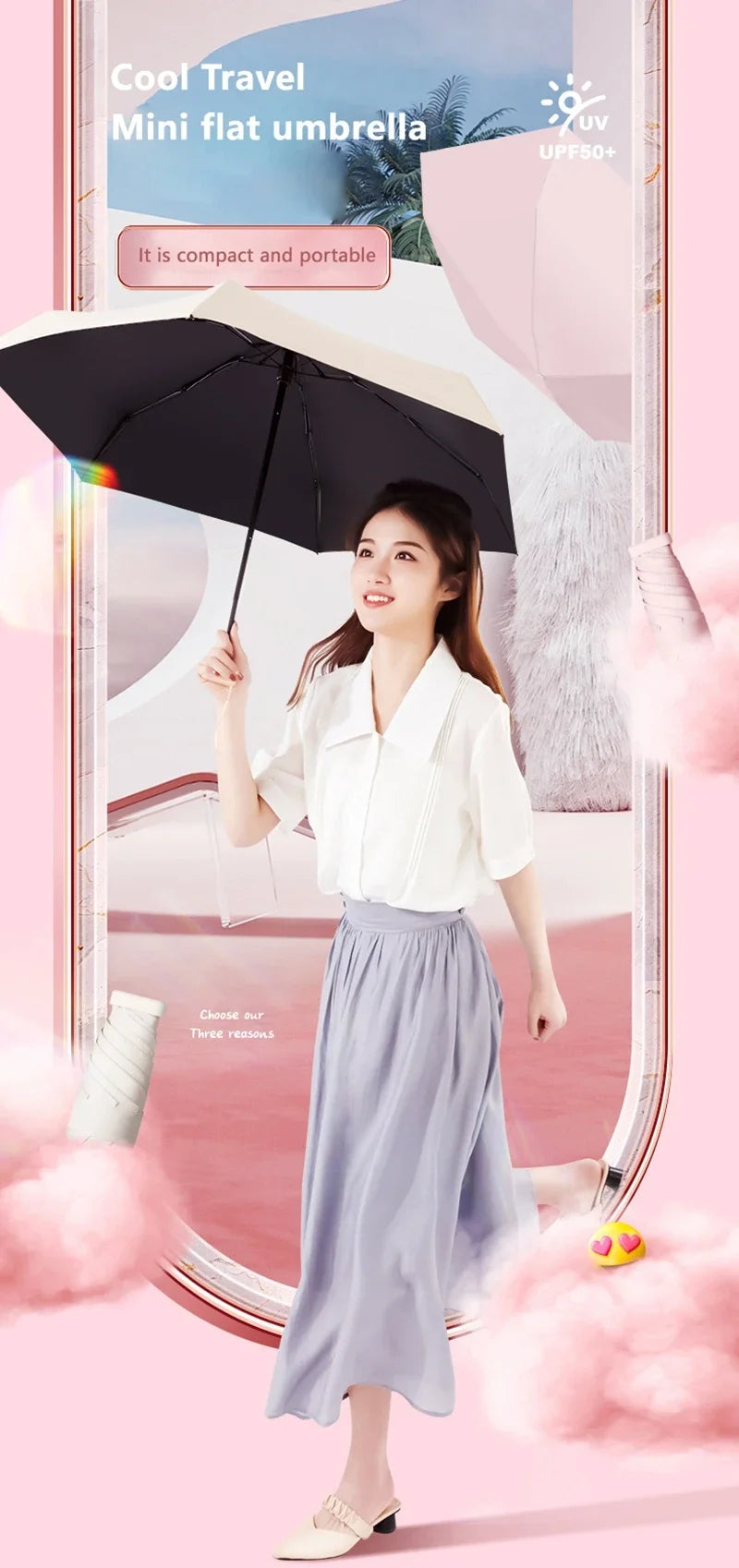 2026 Mini Sun Umbrella Pocket Rain Umbrella Vinyl Sunscreen / UV Protection Capsule Compact and Portable Rain and Rain Dual Use