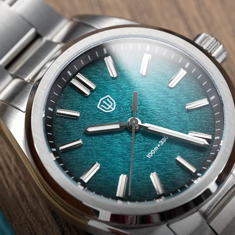Watchdives New WD0003B ‌Aventurine Dial Watch VH31 Sweep Movement Sapphire Crystal Luminous 100m Waterproof 36mm Vintage Watche