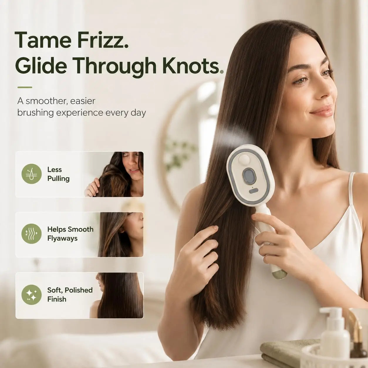 Electric Steam Brush for Hair Rechargeable Hair Brush with Water Spray Reduce Frizz Detangling & Anti-Static Hair Brush