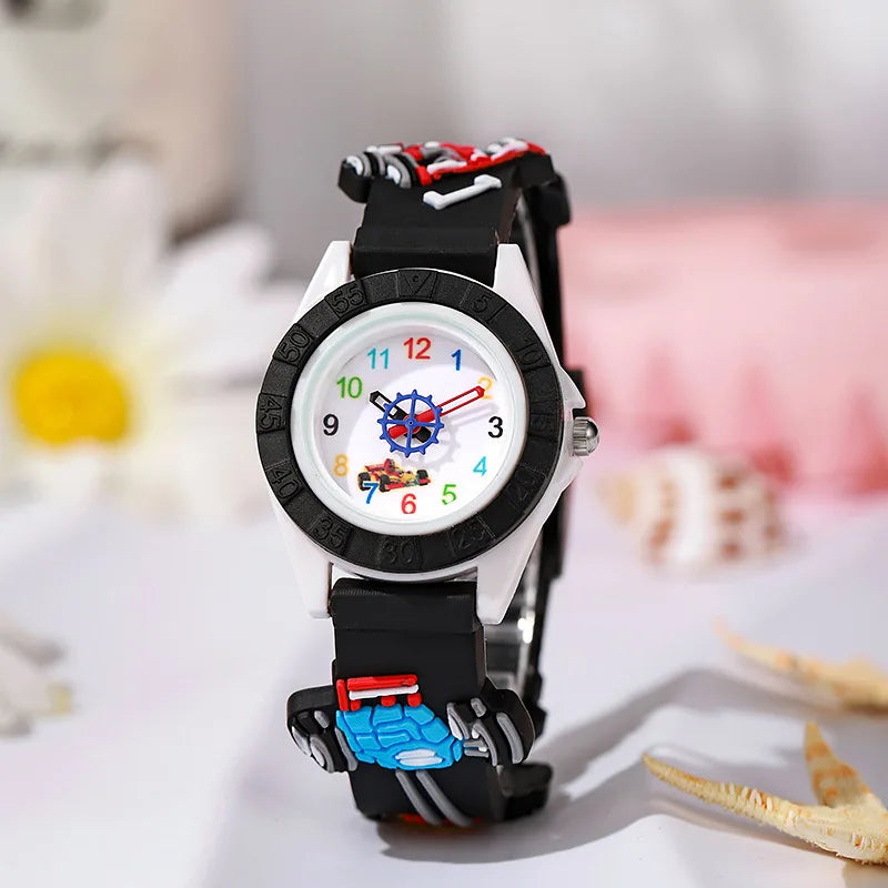 Fashion Fun Cartoon Car Children Watches Cartoon Watches Silicone Quartz Wristwatch Birthday Gift Kid Girl Boy Watch Kids' Watch