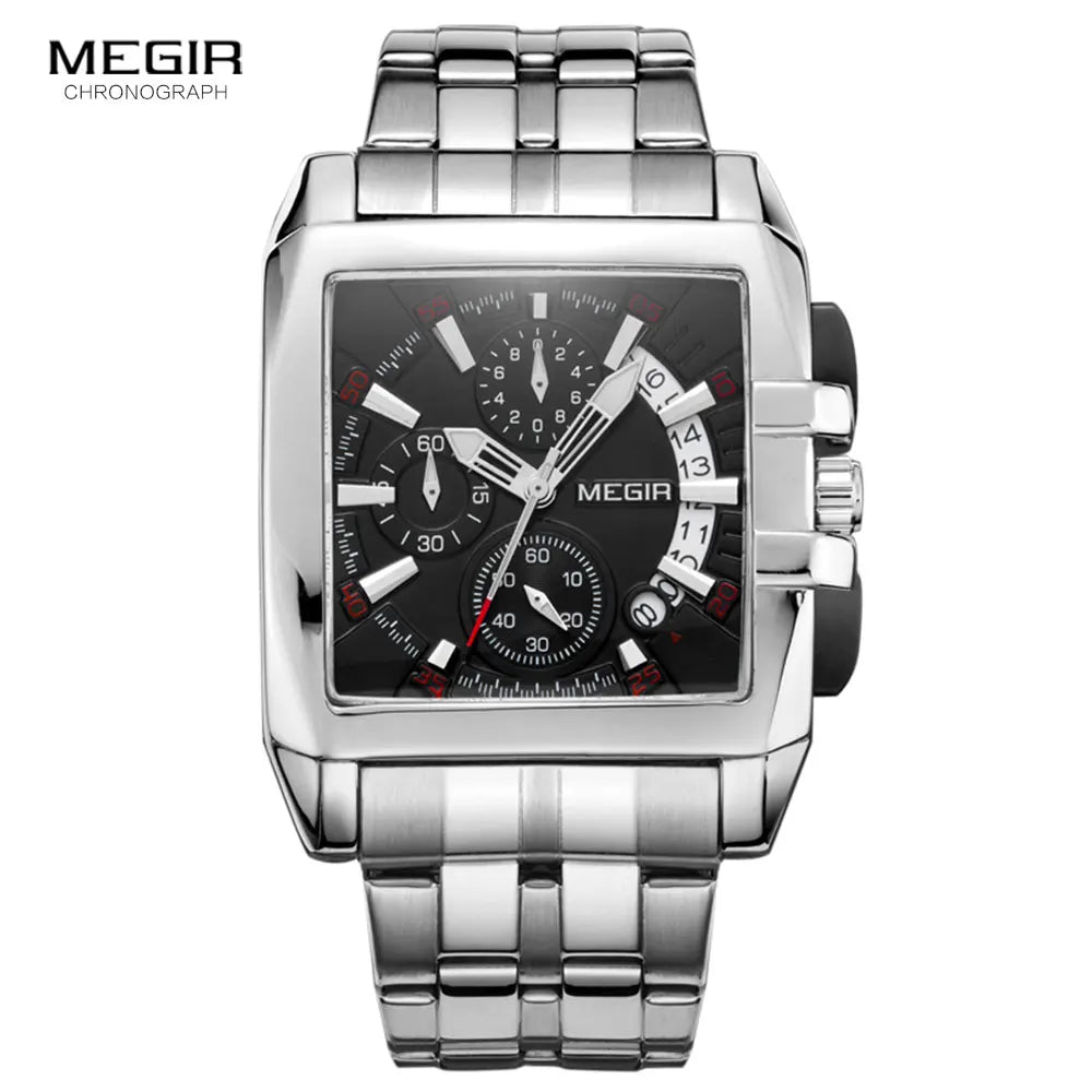 Megir New Business Men's Quartz Watches Fashion Brand Chronograph Wristwatch for Man Hot Hour for Male with Calendar 2018