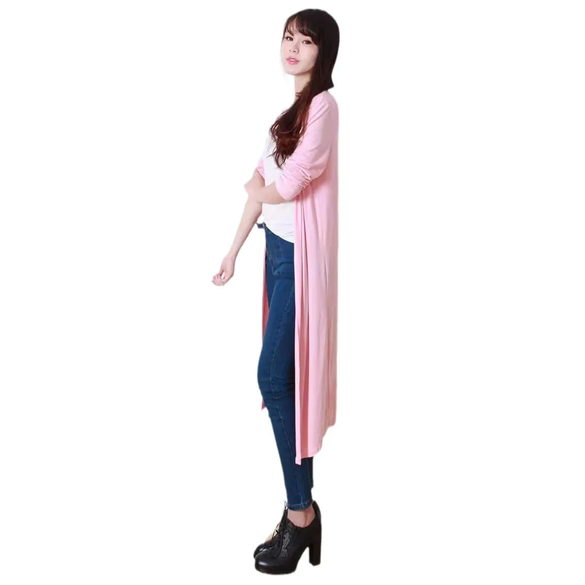 Women's Clothing Autumn Summer Cardigan Extended Modal Shawl Sunscreen Coat Air Conditioning Shirt Long Sleeve Thin Coat Sweater