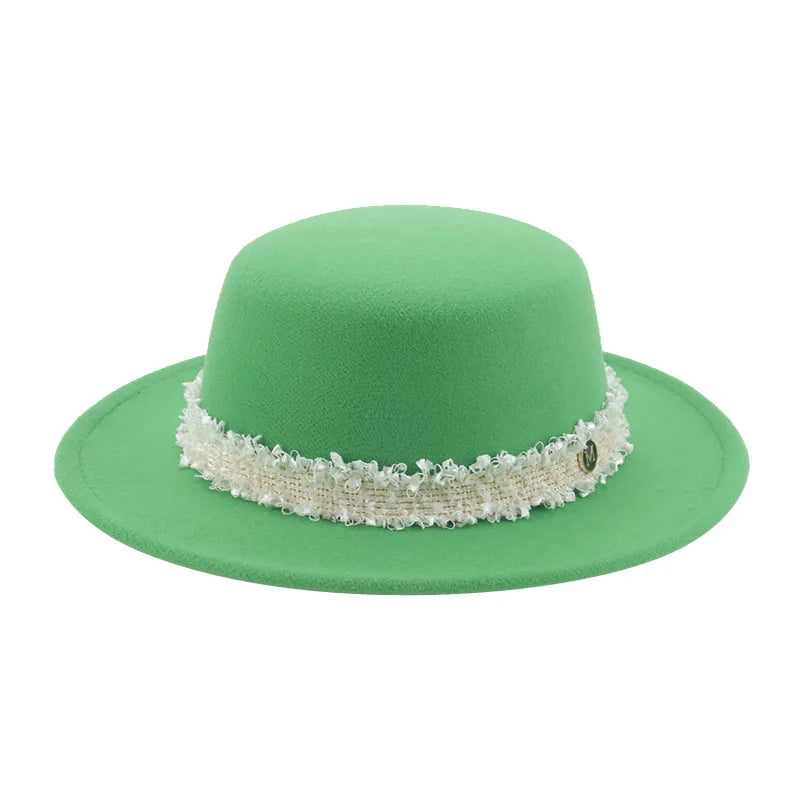 Hats for Women Fedoras Felted Hat Flat Dome Solid Band Luxury Elegant Fahsion Jazz Cap Women's Hat Women Hat Sombreros De Mujer
