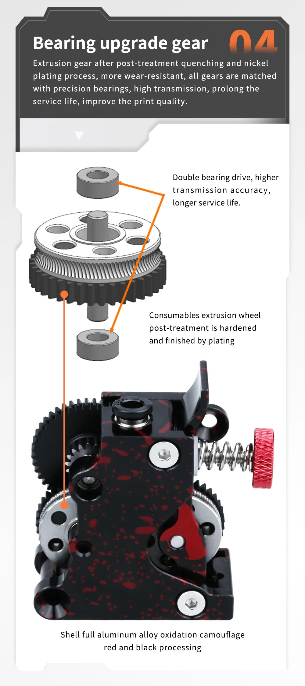 3D Printer Accessories All Metal Aluminum Parts High Quality Hardened Steel Oblique Tooth HGX 2.0 Reduction Gear Extruder