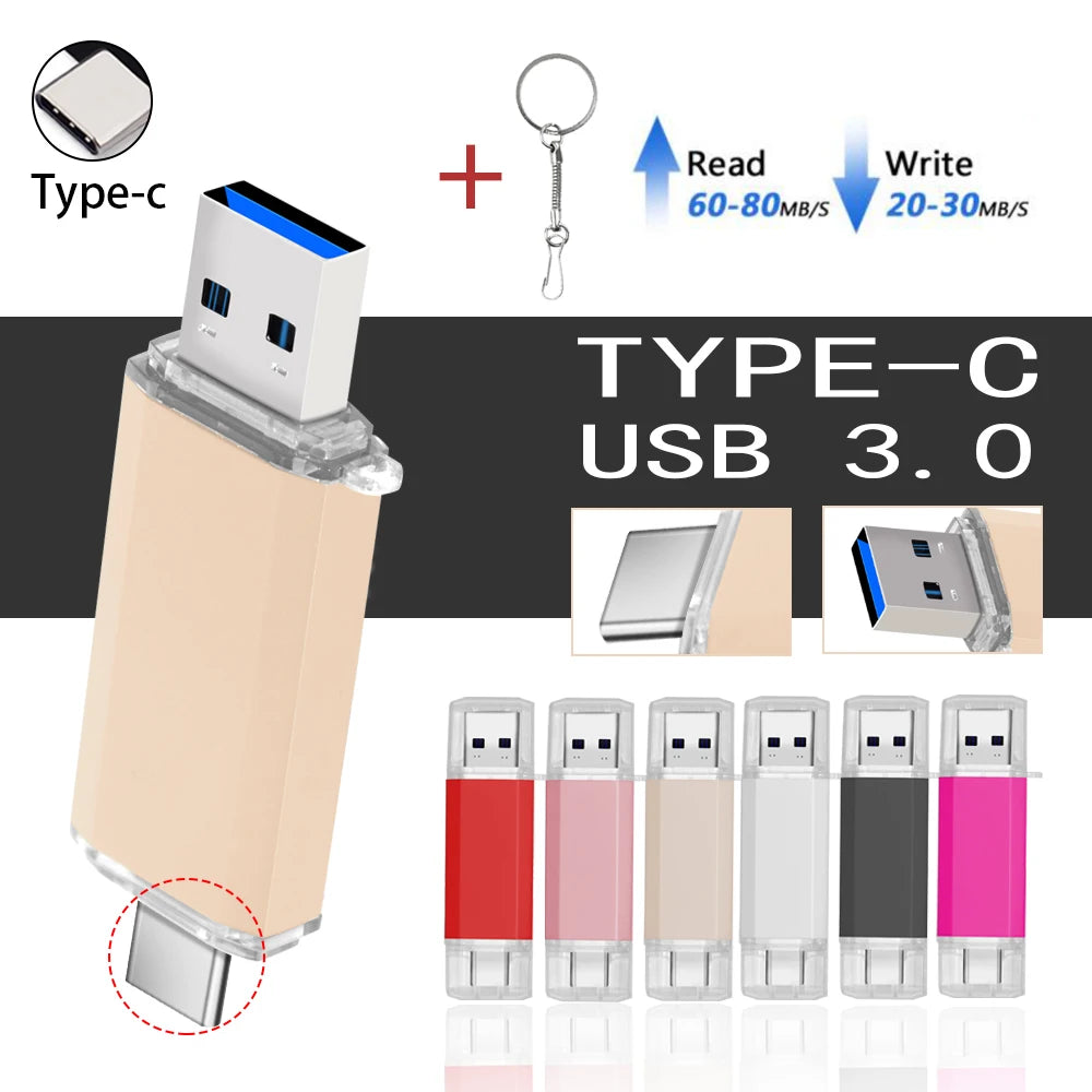 OTG Usb Stick Type C Pen Drive 128 GB 64 GB 32 GB 16 GB USB Flash Drive 3.0 Pendrive Hoge Snelheid Pendrive Voor Type-C Apparaat