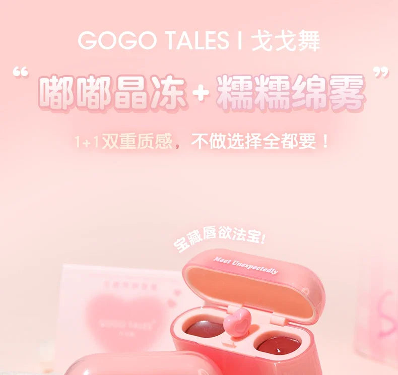 GOGO TALES Double Lip Gloss Mirror Finish Nude Color Korean Lipstick Matte Non-Sticky Lip Mud Long-Lasting Vegan Makeup