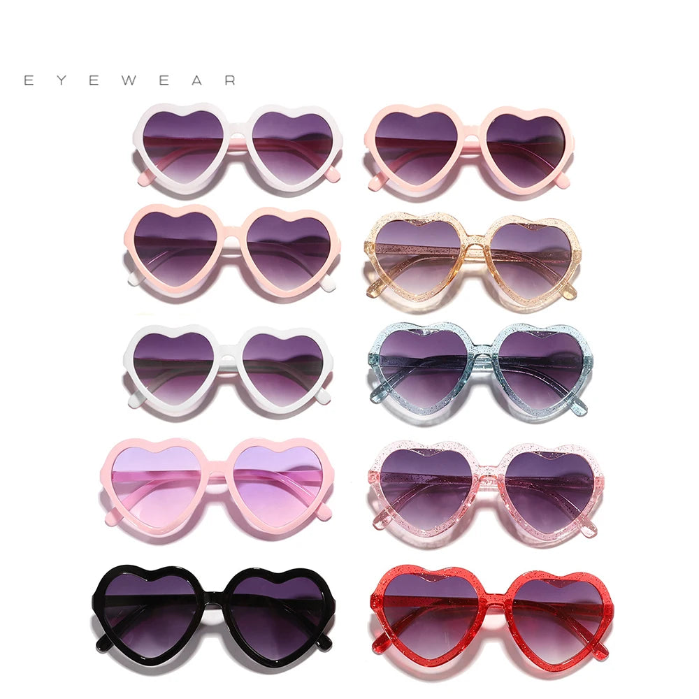 Stylish Kids Heart Sunglasses Large Frame Cute Eyewear For Boys Girls Baby Toddler 0-12 Years UV400 Protection Outdoor Shades