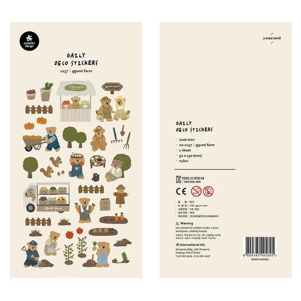 Korean Import Suatelier Brand Fresh Flower Food Cartoon Stickers Scrapbooking Diy Journal Stationery Sticker Deco Aesthetic Gift