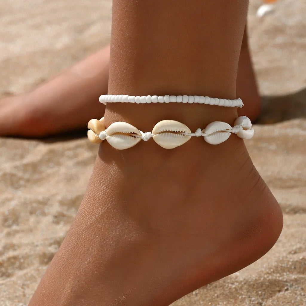 Best Sellers! Summer beach vacation handmade woven shell foot decoration