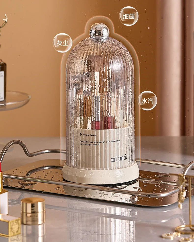 360° Rotating Make Up Organizer With Lid Luxury Cosmetic Brushes Holder Lipstick Eyebrow Pencil Holder Eye Shadow Storage Box