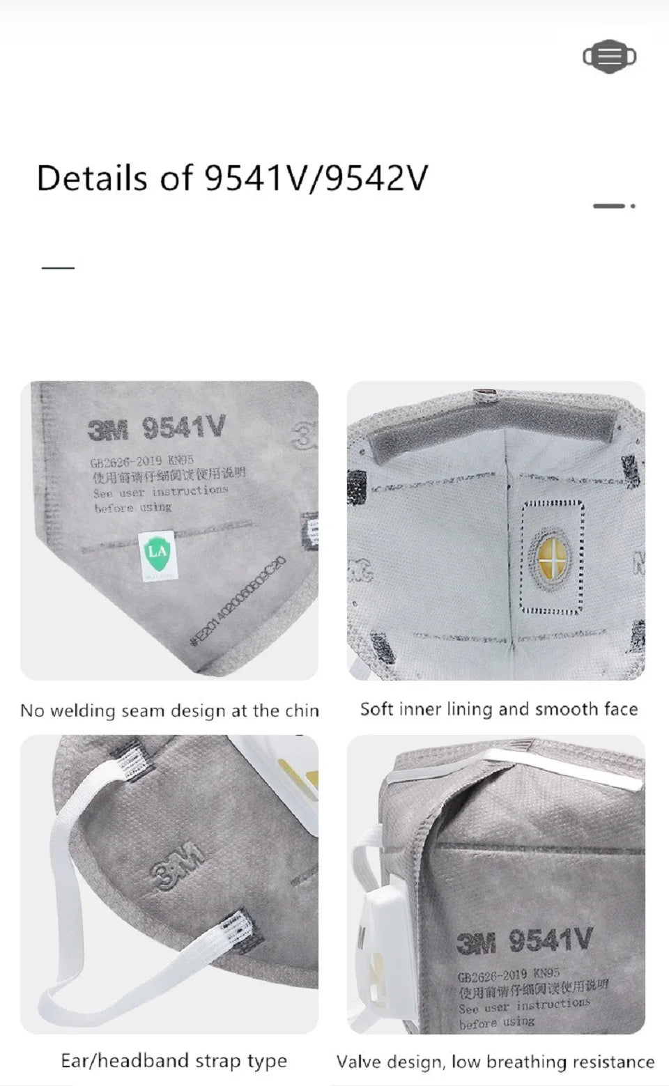 3M Mask 9541V/9542V Reusable Approved Mascarilla Valve Organic KN95 Gas Safety Individual Package Face Mask Mascarillas In Stock
