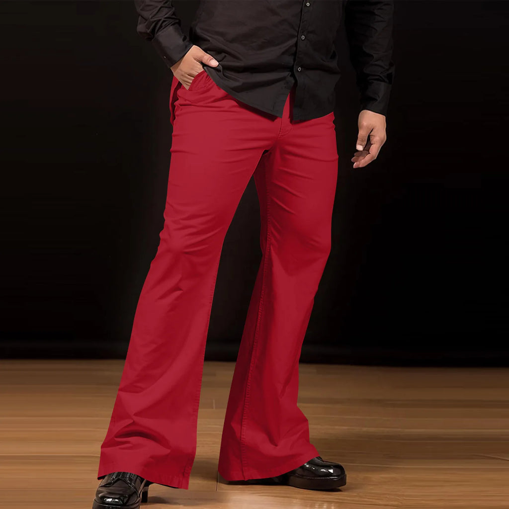 Men's fashion Retro Disco Flared Pants Loose Stretch Vintage Trousers Fit Flared Comfortable Retro Stretch Twill Men's Trousers