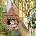 Wren Finch Bird House Hand Woven Bird House Grass Birds Hut Bird House for Outside Indoor Lawn Patio Home