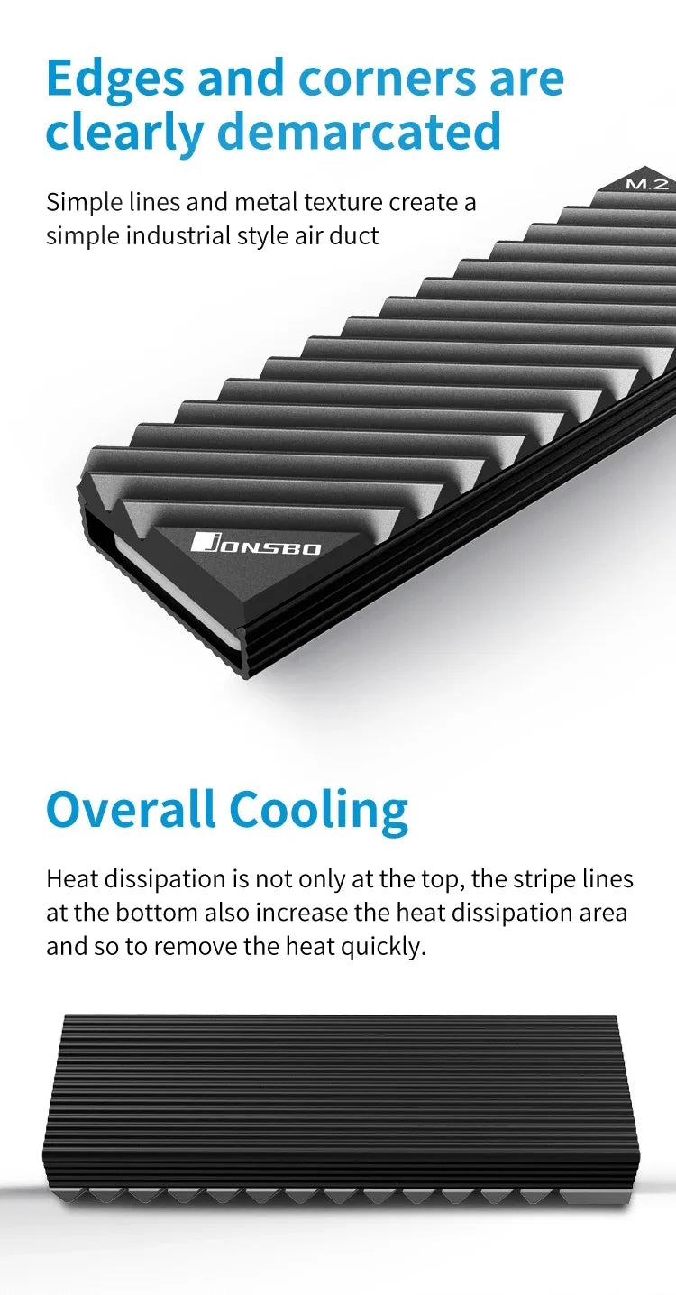 Jonsbo M.2 2280 Solid State Hard Disk Aluminum Heatsink SSD NVMe Heat Sink with Thermal Pad PC Accessories
