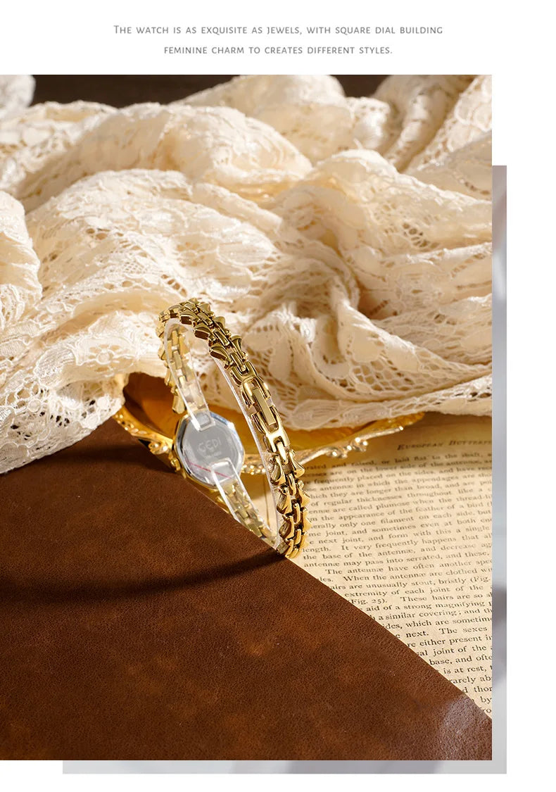 UTHAI CQ375 Fashionable Women watch retro bracelet watch octagonal quartz watch light luxury clock gift，watches for woman