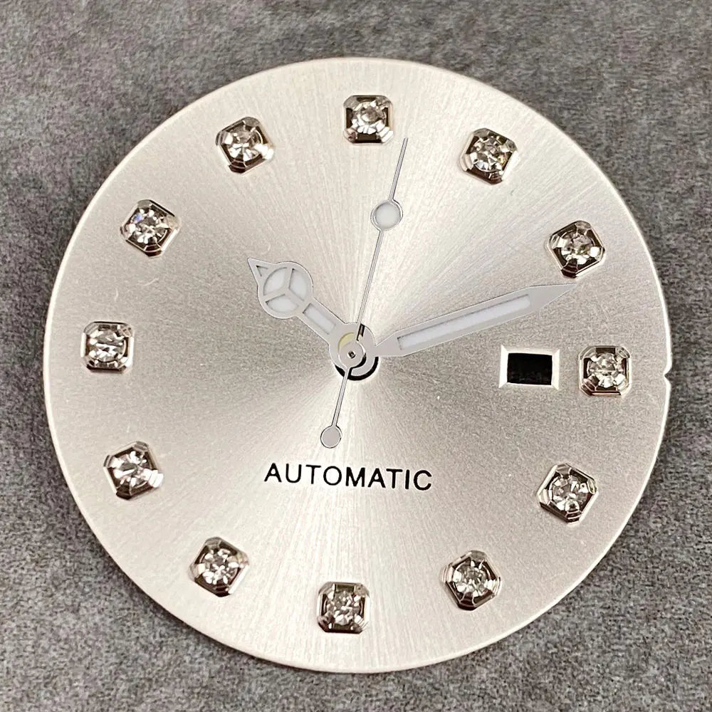 24.5mm Mother of Pearl Shell Dial Roman Diamond Sunburst Watch Dial Hand Fit NH05A NH05 Watch Movement Ladies Watchmaker Tools