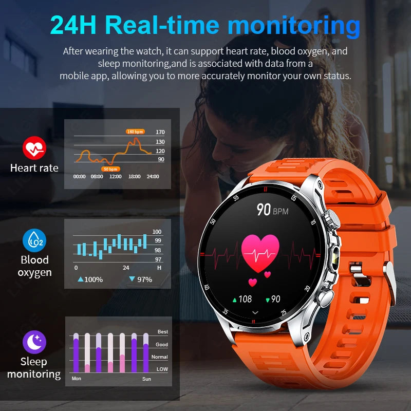 LIGE 2025 New Smart Watch Men Flashlight AI Voice Bluetooth Call 1.53" HD Sports Fitness Watches Health Monitor Smartwatch Women