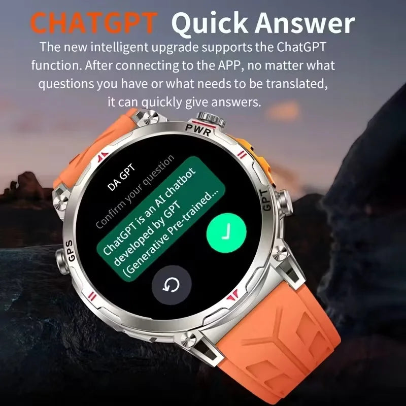 New Outdoor GPS GPT Compass Smart Watch 3ATM Waterproof Fitness Track Heart Rate BT Call Professional Sports 650mAh Smartwatch