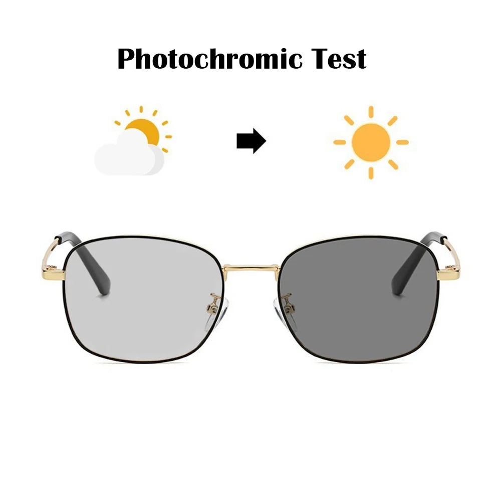 KLASSNUM Photochromic Glasses Man Anti Blue Light Transparent Glasses Alloy Frame Computer Eyeglasses Chameleon Sunglasses 2025