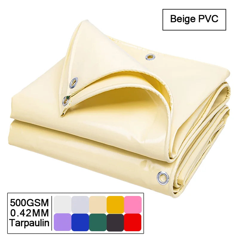 500gsm PVC Tarpaulin Waterproof Heavy Customizable Tarp Cover Canopy Awning Rainproof Planting Courtyard Gazebo Balcony Pavilion