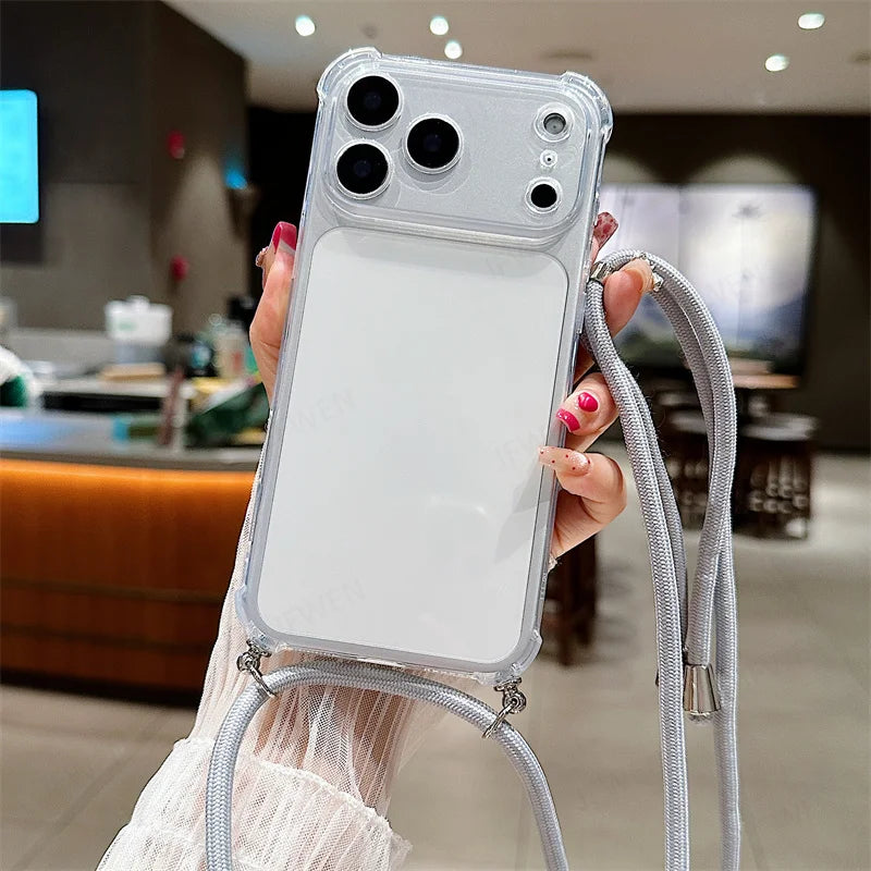 Crossbody Lanyard Shockproof Case For iphone 17 Air 16 16E 15 14 13 12 11 Pro Max Plus Silicone Soft TPU Clear Back Cover