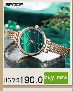 SANDA 1134 Women's Square Quartz Watch Black Fashion Crystal Waterproof Date Pointer Wristwatches for Ladies Watches Gift