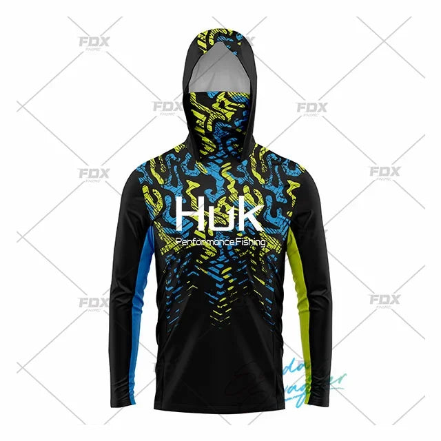HUK Fishing New Fishing Shirts Upf 50 Long Sleeve Hooded Face Cover Camisa Pesca Tops UV Protection Fishing Face Mask Clothes