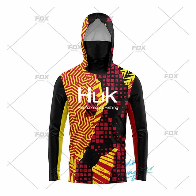 HUK Fishing New Fishing Shirts Upf 50 Long Sleeve Hooded Face Cover Camisa Pesca Tops UV Protection Fishing Face Mask Clothes
