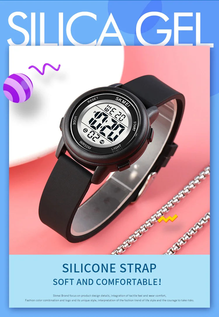 SKMEI 1721 Children Digital Color Shockproof Wristwatch for Boy Girl Sport Waterproof Colorful Kids Electronic Watch Clock 1266
