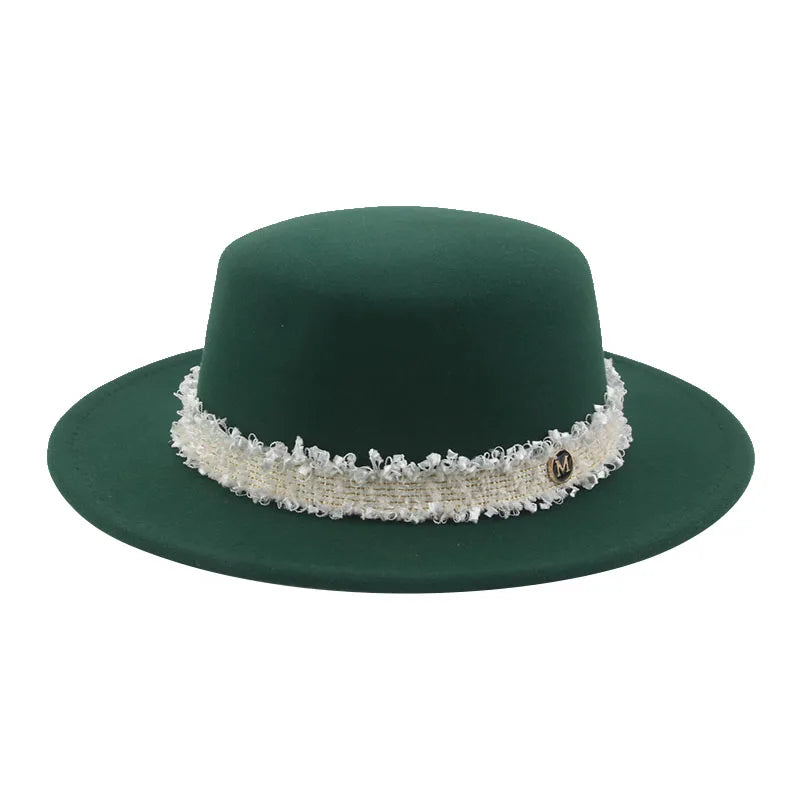 Hats for Women Fedoras Felted Hat Flat Dome Solid Band Luxury Elegant Fahsion Jazz Cap Women's Hat Women Hat Sombreros De Mujer