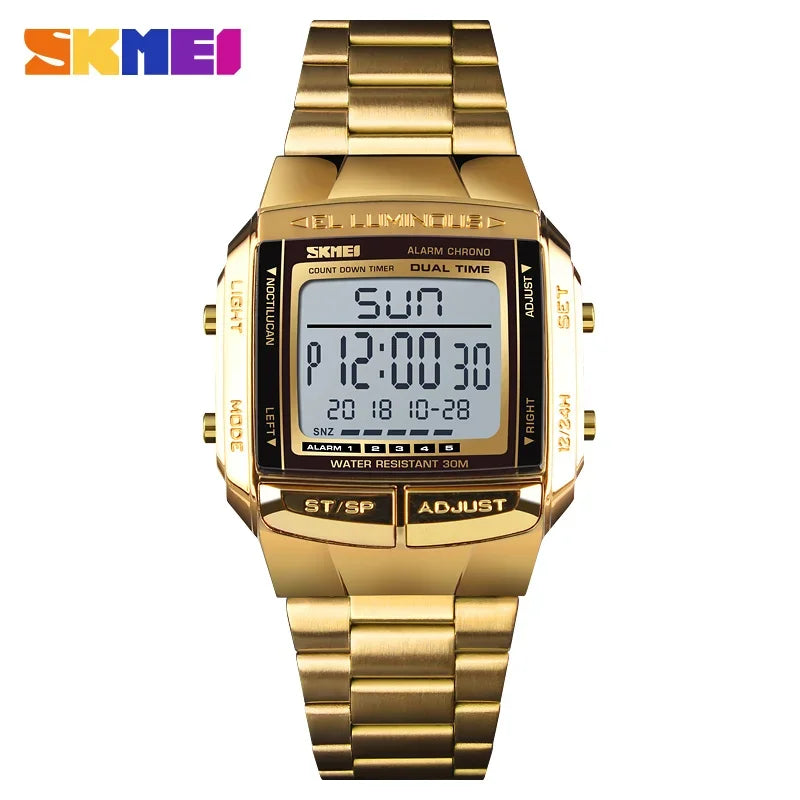 SKMEI 1381 Luxury Electronic Mens Wristwatches Waterproof LED Display Digital Watch for Men Military Sports 1328 Reloj Masculino