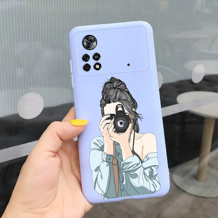 Cute Love Heart Phone Case For Xiaomi Poco X4 Pro 5G Cover Soft Silicone Matte Funda For Xiaomi Poco X4 M4 Pro 4G 5G Bumper 2022