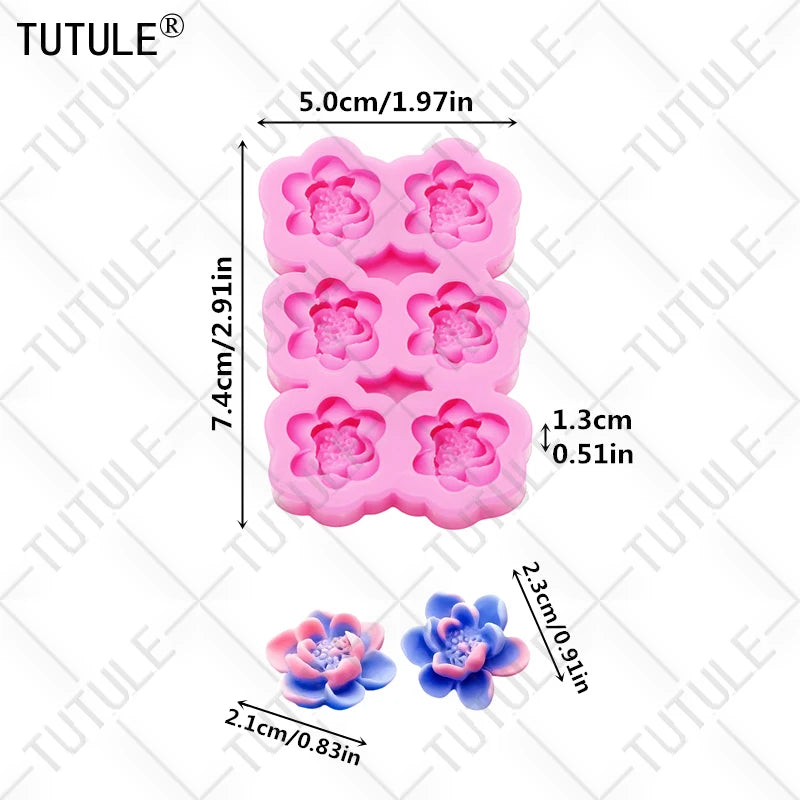 peony flower DIY resin phone case Clay mold 3D peony flower Resin Accessories Silicone Molds flower Chocolate  Fudge Cake Mold