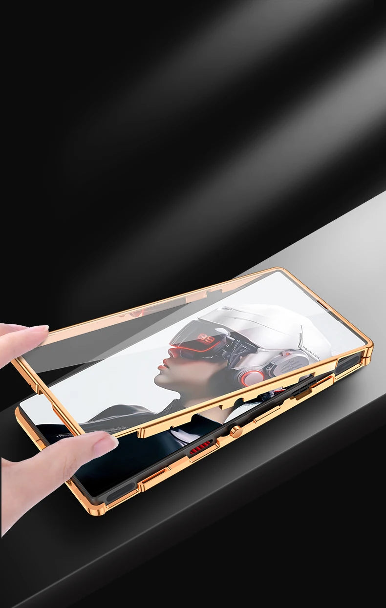 360°Full Protection Bumper Leather Phone Back Cover For ZTE Nubia Red Magic 9s 9 Pro Magic9 Pro+ Front Glass & Metal Frame Case