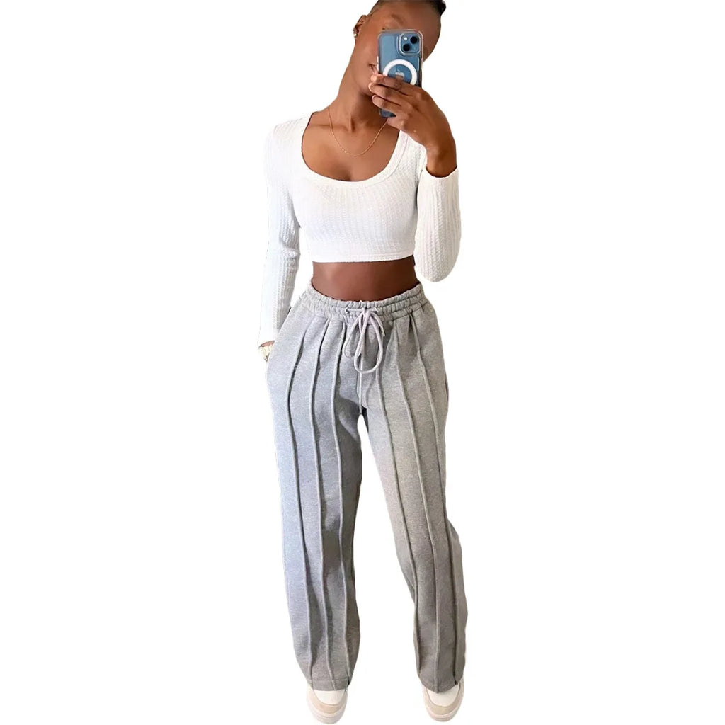 Women Pants Lace Up Ankle Length Loose Pants High Waist Zipper Capris Tracksuit Elegant Party Y2k Mom Pockets Streetwear Casual