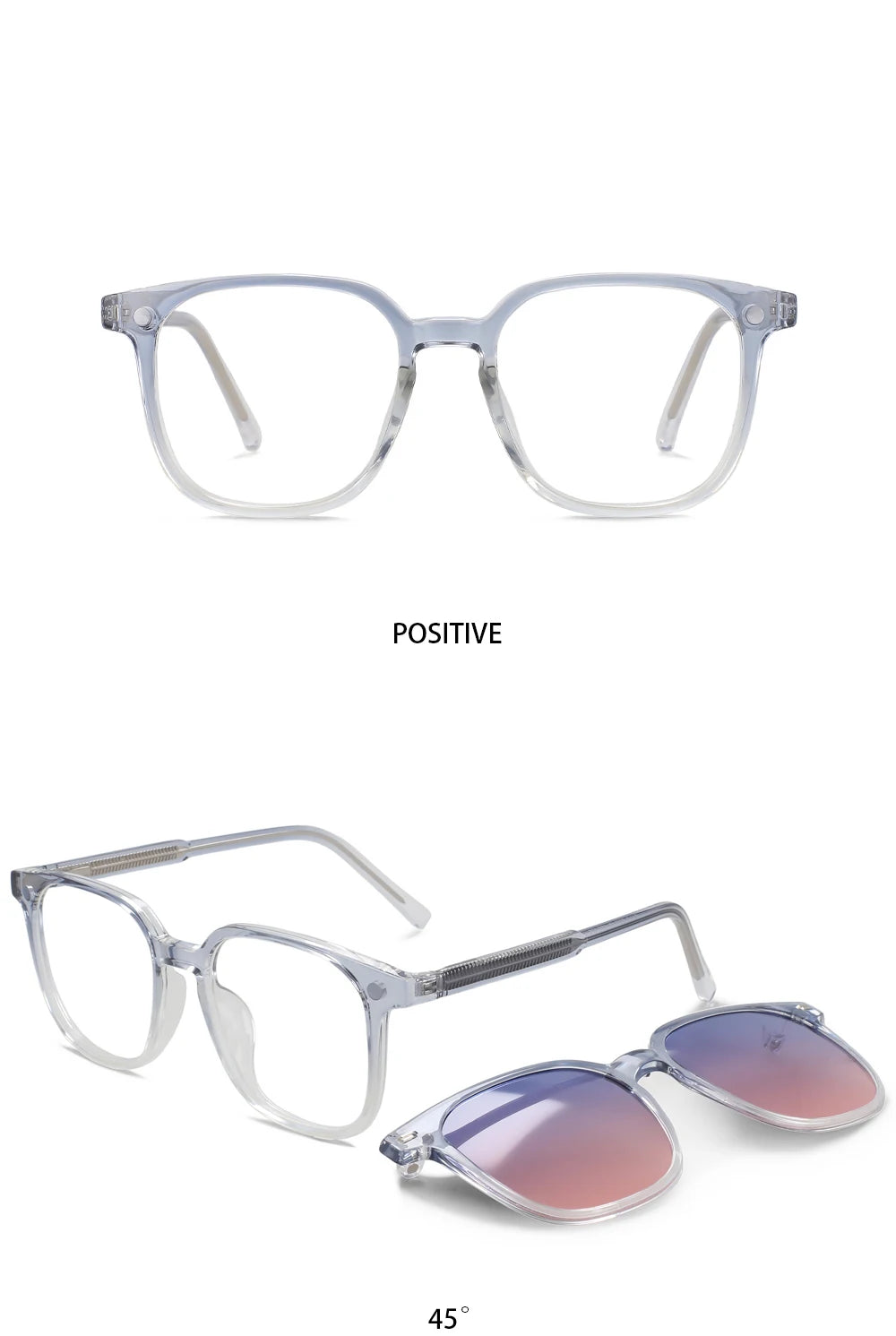 56532 Fashion Anti Blue Light Square Glasses Frames Polarized Sunglasses Magnetic Clip Women Computer Eyeglasses