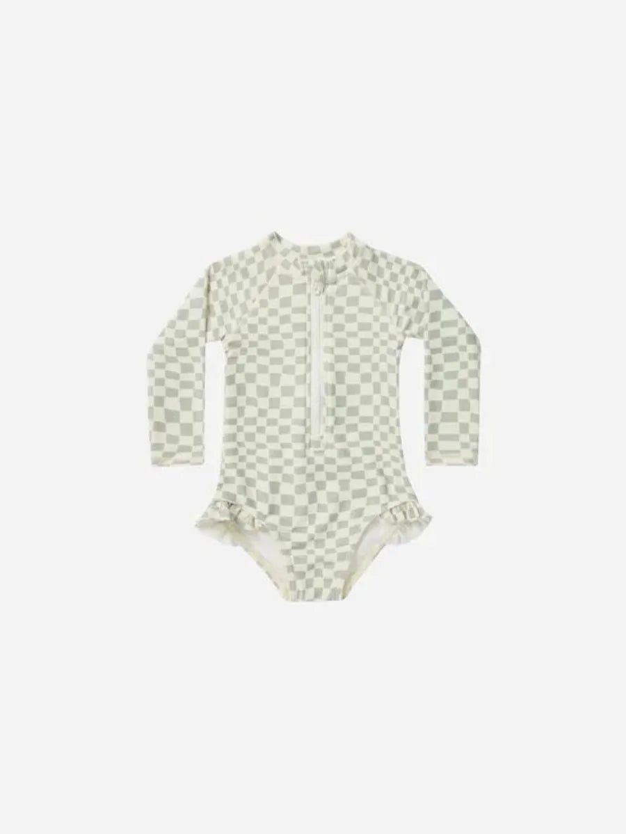 2026 Summer RC Baby Girls Long Sleeve Swimwears Floral Swimsuit Kids Bikini Set Girls Sunscreen Bodysuit One-piece Suits 1-12Y