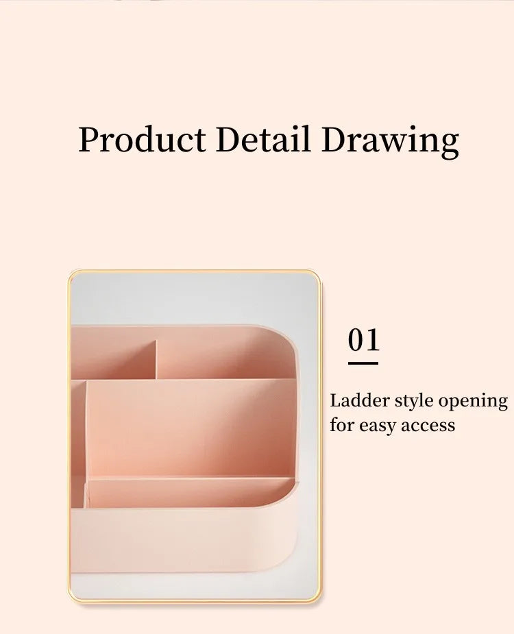 Luxury Makeup Organizer Cosmetic Storage Box Drawer Type Lipstick Skincare Makeup Brush Holder Desktop Make Up Container