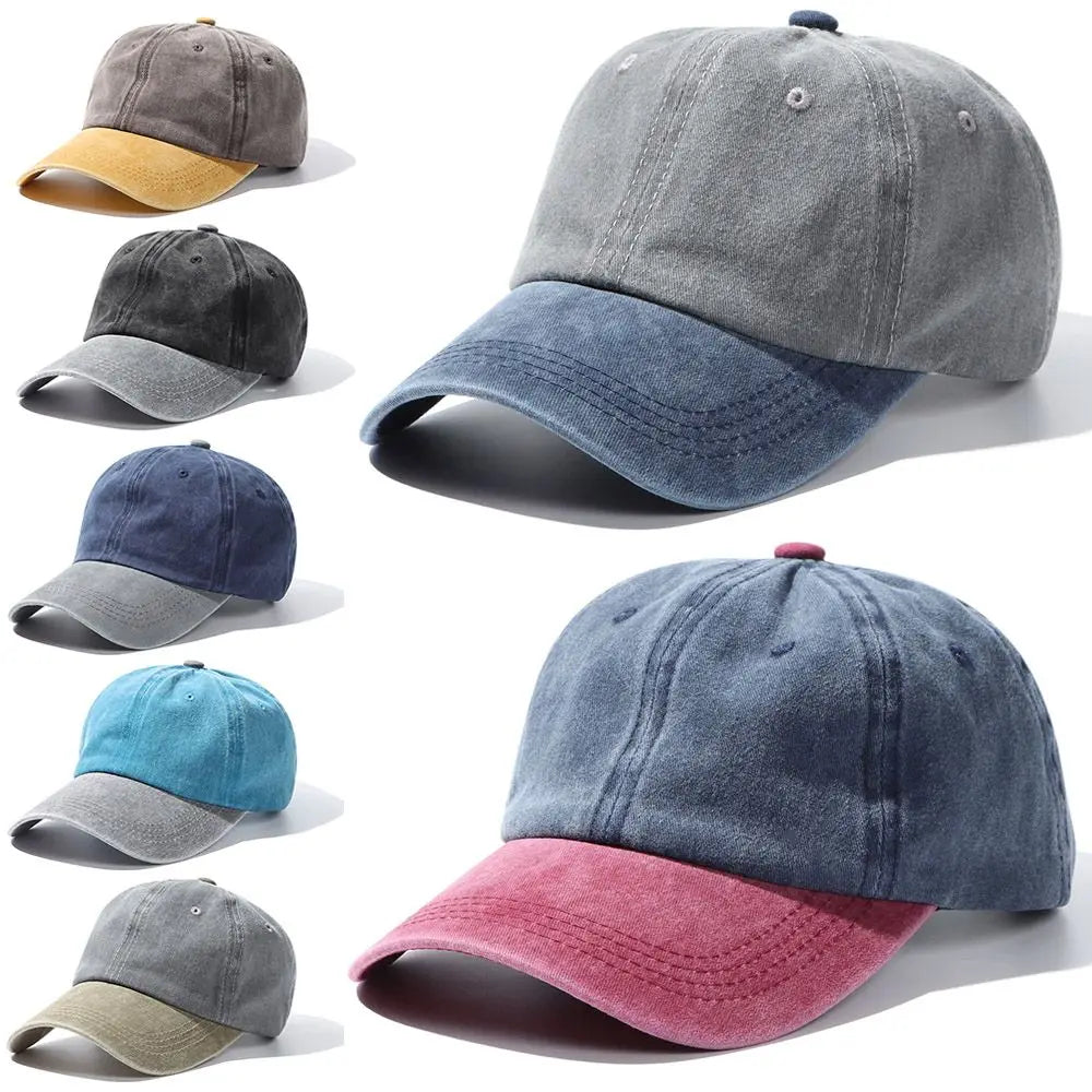 Fashion WASHED DENIM Baseball Cap Men Women Distressed Faded Caps Sunscreen Hats Adjustable Baseball Hats Outdoor Sports Hats