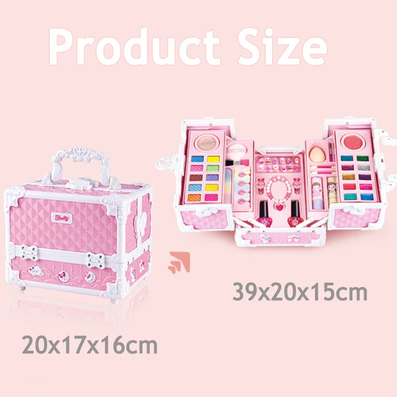 Children Makeup Kit for Girls Lipstick Makeup Cosmetics Pretend Play Pink Unicorn Princess Washable Safe Makeup Kid Toy Gift